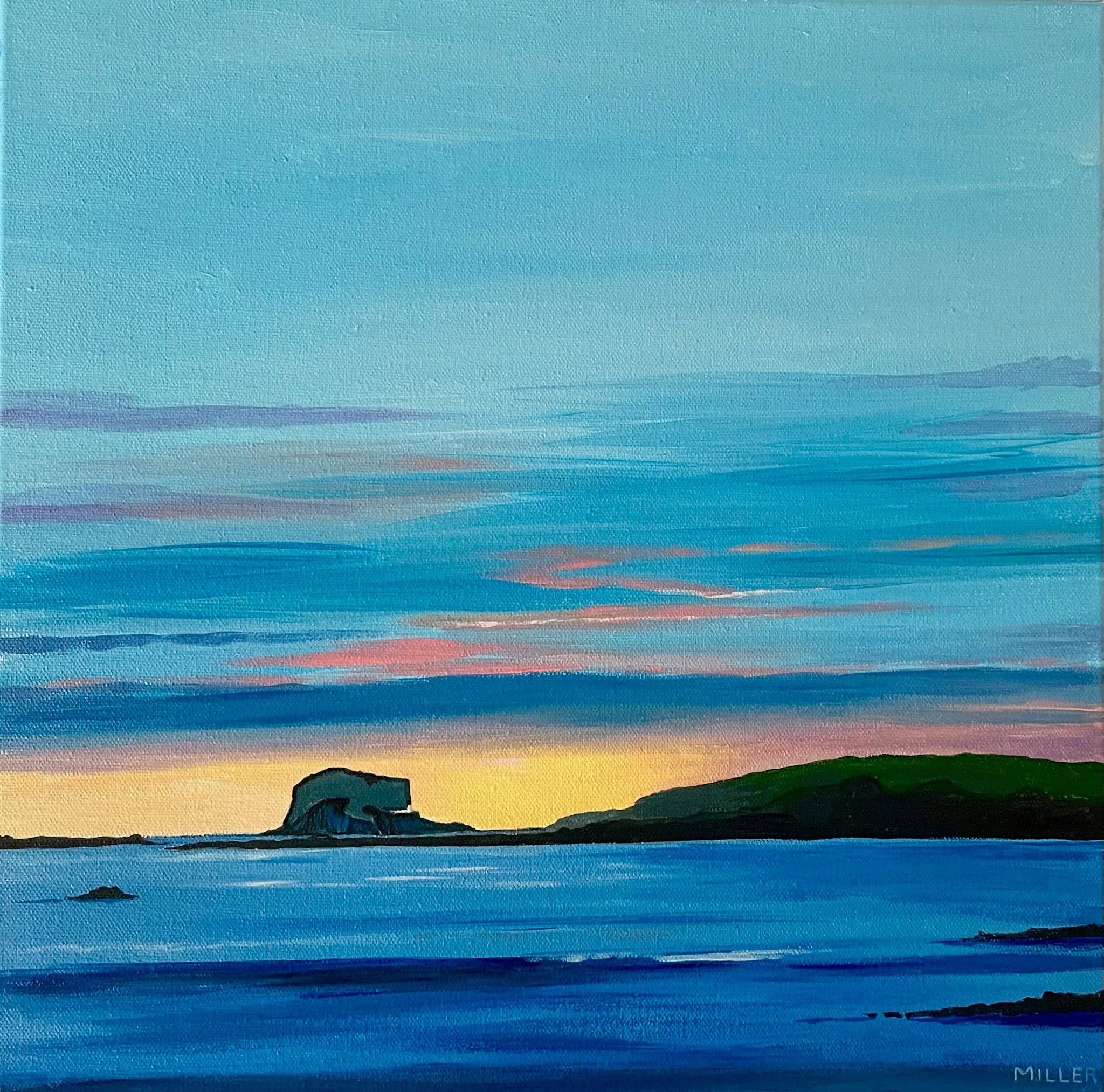 Bass Rock Sunrise — original acrylic painting by GSM Art