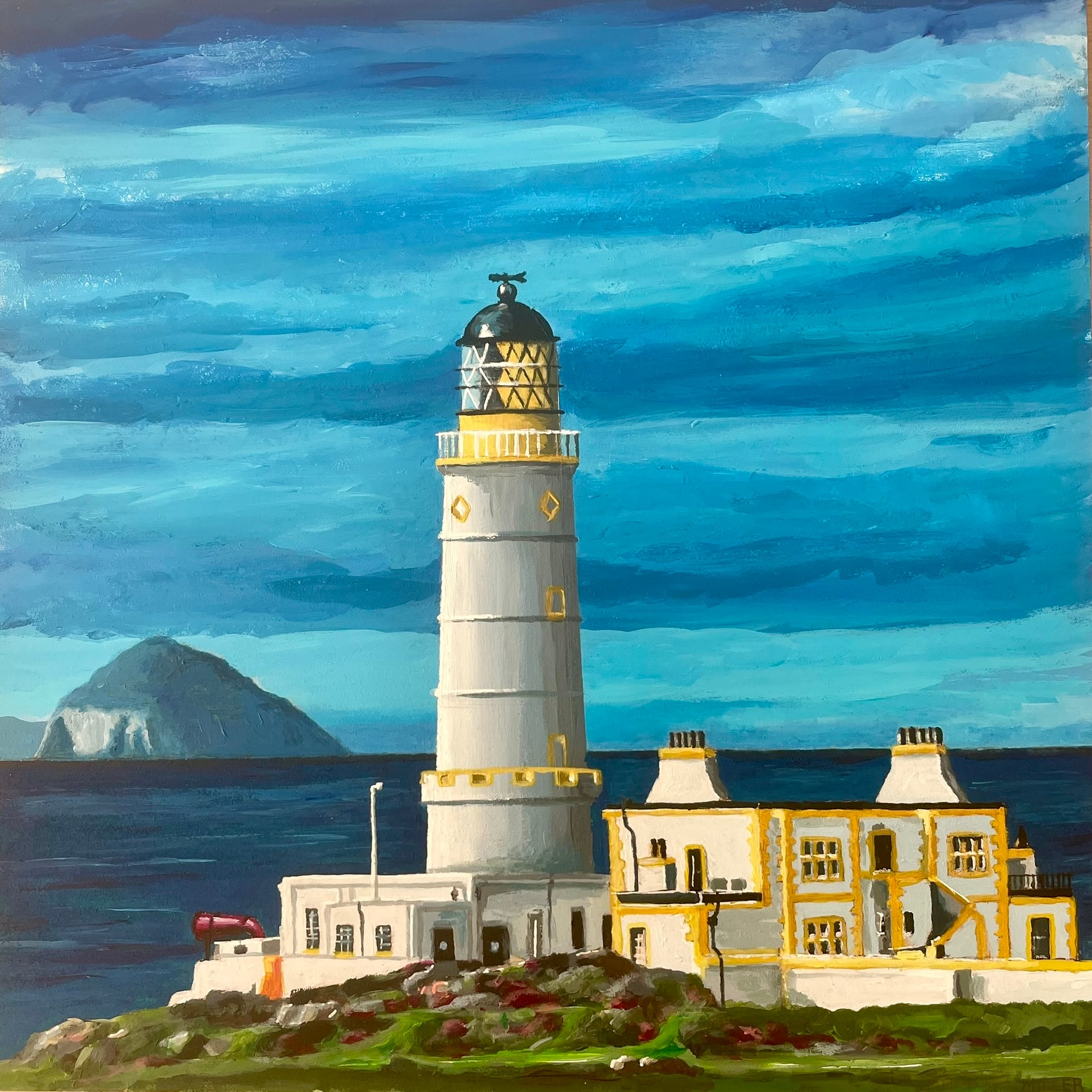 Turnberry Lighthouse & Ailsa Craig — original acrylic painting by GSM Art